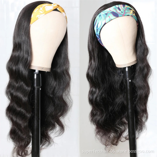 Synthetic hair wigs adjustable headband wig 100% virgin brazilian human hair headband wigs